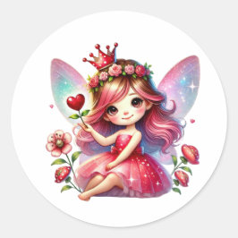Valentines Adorable Fairy Runder Aufkleber