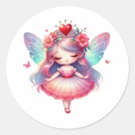 Valentines Adorable Fairy Runder Aufkleber