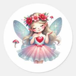 Valentines Adorable Fairy Runder Aufkleber