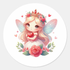 Valentines Adorable Fairy Runder Aufkleber