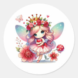 Valentines Adorable Fairy Runder Aufkleber