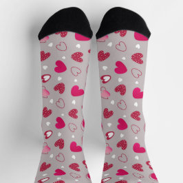 Valentine's All Over Heart Print Crew Socks Socken