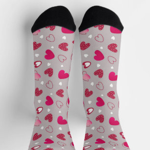 Valentine's All Over Heart Print Crew Socks Socken