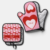 Valentines Anpassbare Namen oder andere Text Ofenhandschuh & Topflappen-Set (Vorderseite/Rückseite)