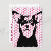 Valentines - Australian Kelpie Silhouette - Yasha Feiertagspostkarte (Vorne/Hinten)