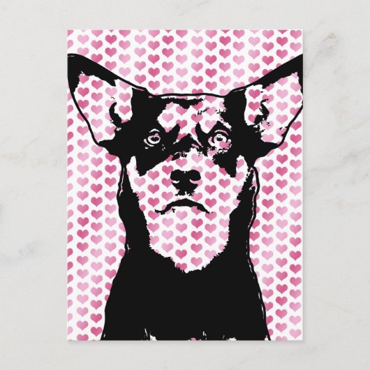 Valentines - Australian Kelpie Silhouette - Yasha Feiertagspostkarte (Vorderseite)