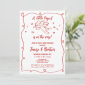 Valentines Baby Shower Cupid Red Boy Liebe Einladung (Stehend Vorderseite)