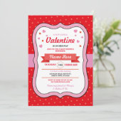 Valentines Baby Shower Girl Liebe Roter Rosa Herz Einladung (Stehend Vorderseite)