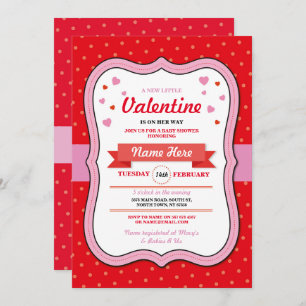 Valentines Baby Shower Girl Liebe Roter Rosa Herze Einladung