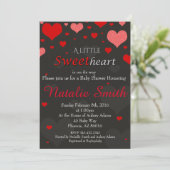 Valentines Baby Shower Invasion, Sweetheart Einladung (Stehend Vorderseite)