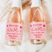 Valentines Baby Shower Pop It When She Pops Schaumweinetikett