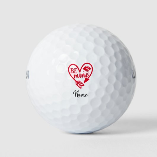 Valentine's Be Mine mit rotem Herzen zum Golfer Golfball (Vorderseite)