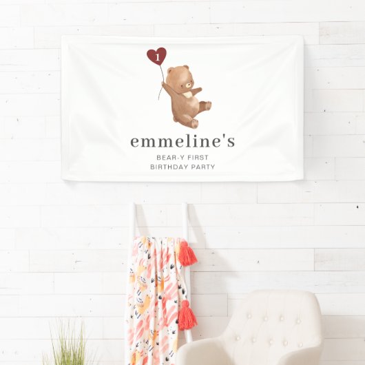 Valentines Bear 1. Geburtstag Banner (Insitu)