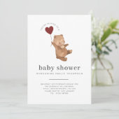 Valentines Bear Baby Shower Einladung (Stehend Vorderseite)
