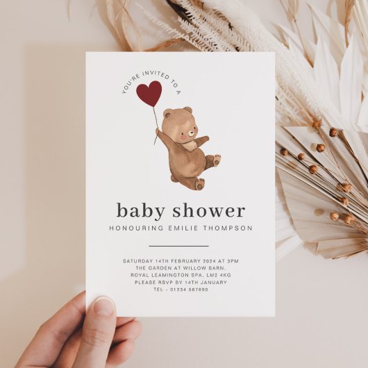 Valentines Bear Baby Shower Einladung
