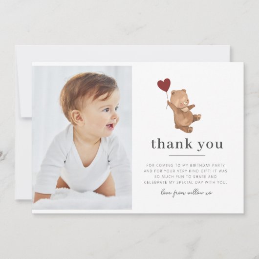 Valentines Bear Foto Danke Karte (Vorderseite)