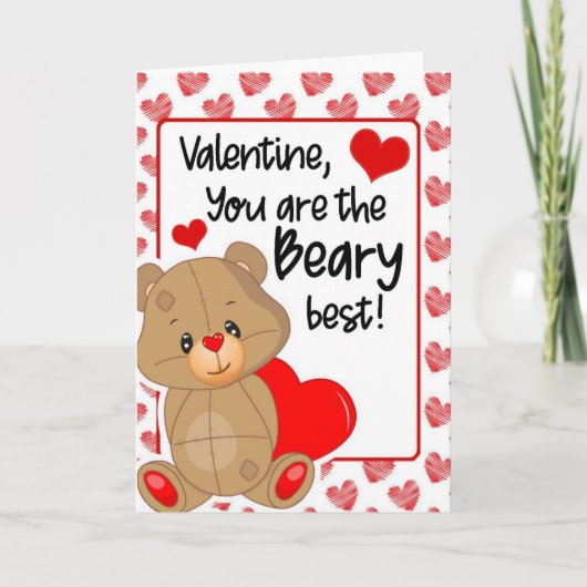 Valentines Beary Best Hearts Greeting Card Karte (Vorderseite)