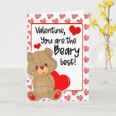 Valentines Beary Best Hearts Greeting Card Karte (Gelbe Blume)
