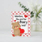 Valentines Beary Best Hearts Postkarte (Stehend Vorderseite)