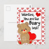 Valentines Beary Best Hearts Postkarte (Vorne/Hinten)
