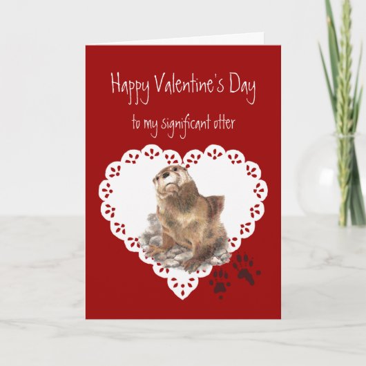 Valentines-bedeutender Otter-Tier-Spaß Feiertagskarte (Vorderseite)