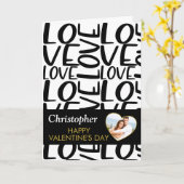 Valentines Black and White Minimalistisch Heart Fo Karte (Gelbe Blume)