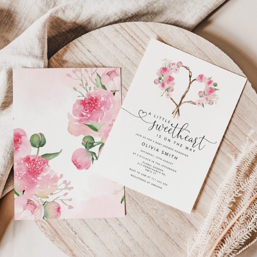 Valentines Blütenherz Einladung