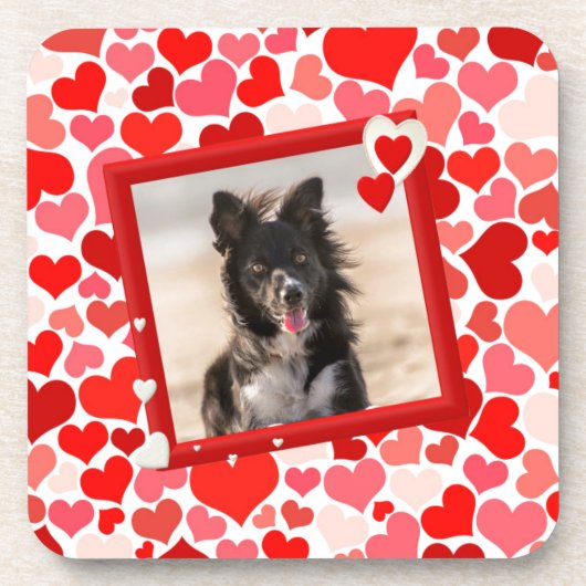 Valentines Border Collie Hunde Herz Getränkeuntersetzer (Vorderseite)