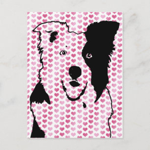 Valentines - Border Collie Silhouette Feiertagspostkarte