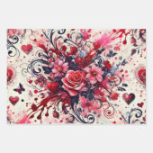 Valentines Bouquet / Rose Spritzer Art Geschenkpapier Set (Vorderseite 3)