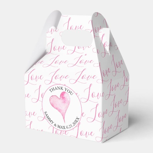 Valentines Box Pink Liebe Typografie Muster Geschenkschachtel (Vorderseite)