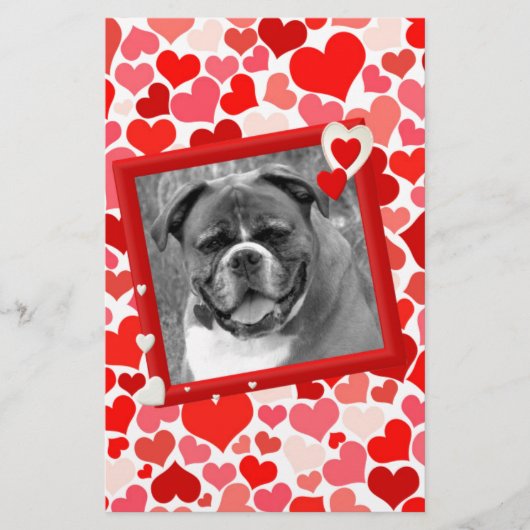 Valentines Boxer Hunde Herz Briefpapier (Vorderseite)