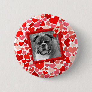Valentines Boxer Hunde Herz Button
