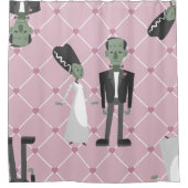 valentines bride frankenstein monster pink herzen duschvorhang (Vorderseite)