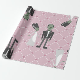 valentines bride frankenstein monster pink herzen geschenkpapier