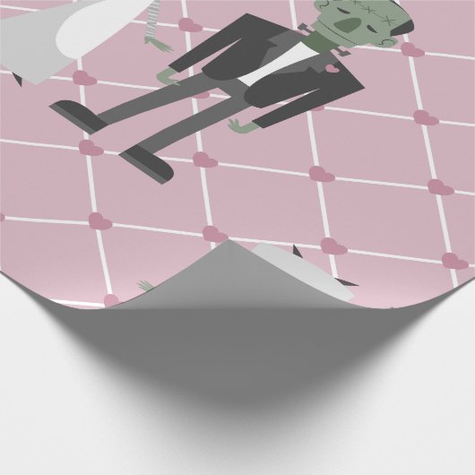 valentines bride frankenstein monster pink herzen geschenkpapier (Ecke)