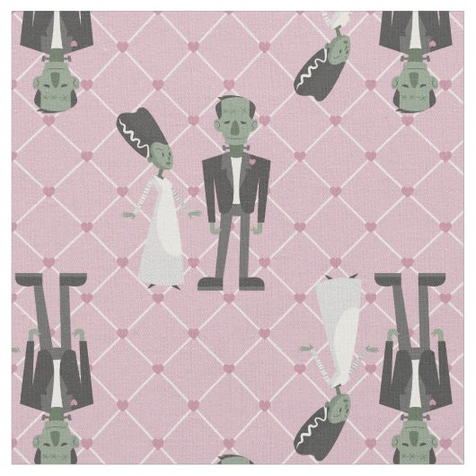valentines bride frankenstein monster pink herzen stoff (Nahaufnahme)