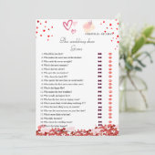 Valentines Bridge & Groom Brautparty Game Card Ankündigung (Stehend Vorderseite)