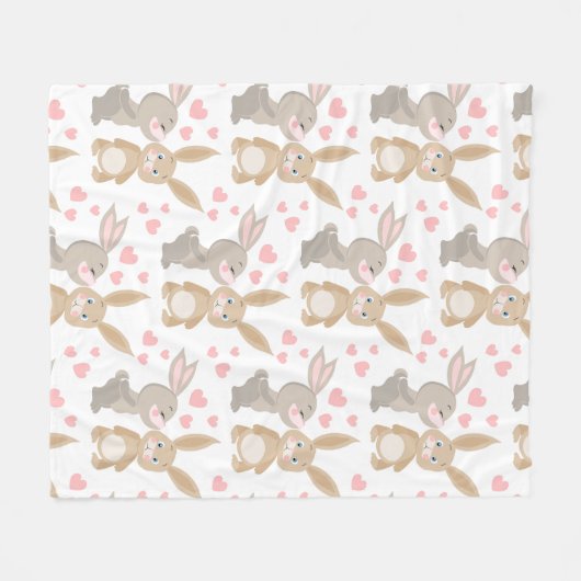 Valentines Bunnies Fleecedecke (Vorderseite (Horizontal))