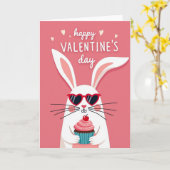 Valentines Bunny Hearts Cupcake Card Karte (Gelbe Blume)