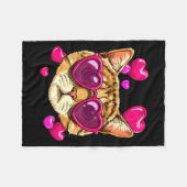 Valentines Ca Kitten Wearing Sungl Heart Cat Lover Fleecedecke (Vorderseite (Horizontal))