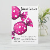 Valentines Candy Covered in Hearts Party  Einladung (Stehend Vorderseite)