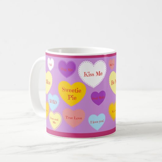 Valentines Candy Heart Coffee Cup Kaffeetasse (Vorderseite Links)