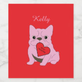 Valentines Card, Dog Weinetikett (Einzelnes Label)
