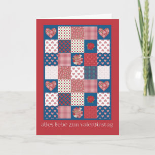 Valentine's Card German Greeting, Hearts, Rose Feiertagskarte