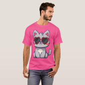 Valentines Cat Kitten Weberschnecke Herzklopfen L T-Shirt (Vorne ganz)