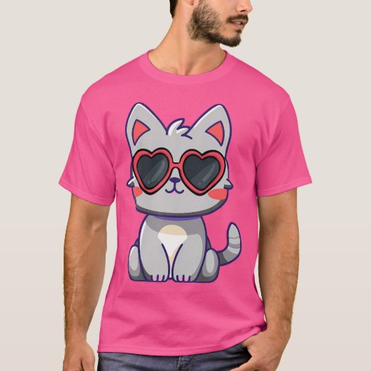 Valentines Cat Kitten Weberschnecke Herzklopfen L T-Shirt (Vorderseite)