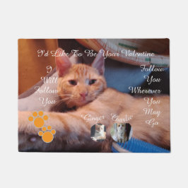 Valentine's Cat Pawprint Humor Cat Photo Fußmatte