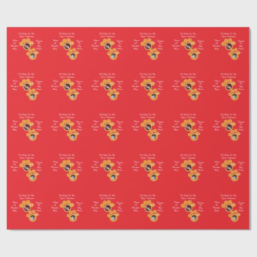 Valentine's Cat Pawprint Humor Cat Photo Geschenkpapier (Flach)