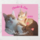 Valentine's Cat Paws Text Schaumweinetikett (Einzelnes Label)
